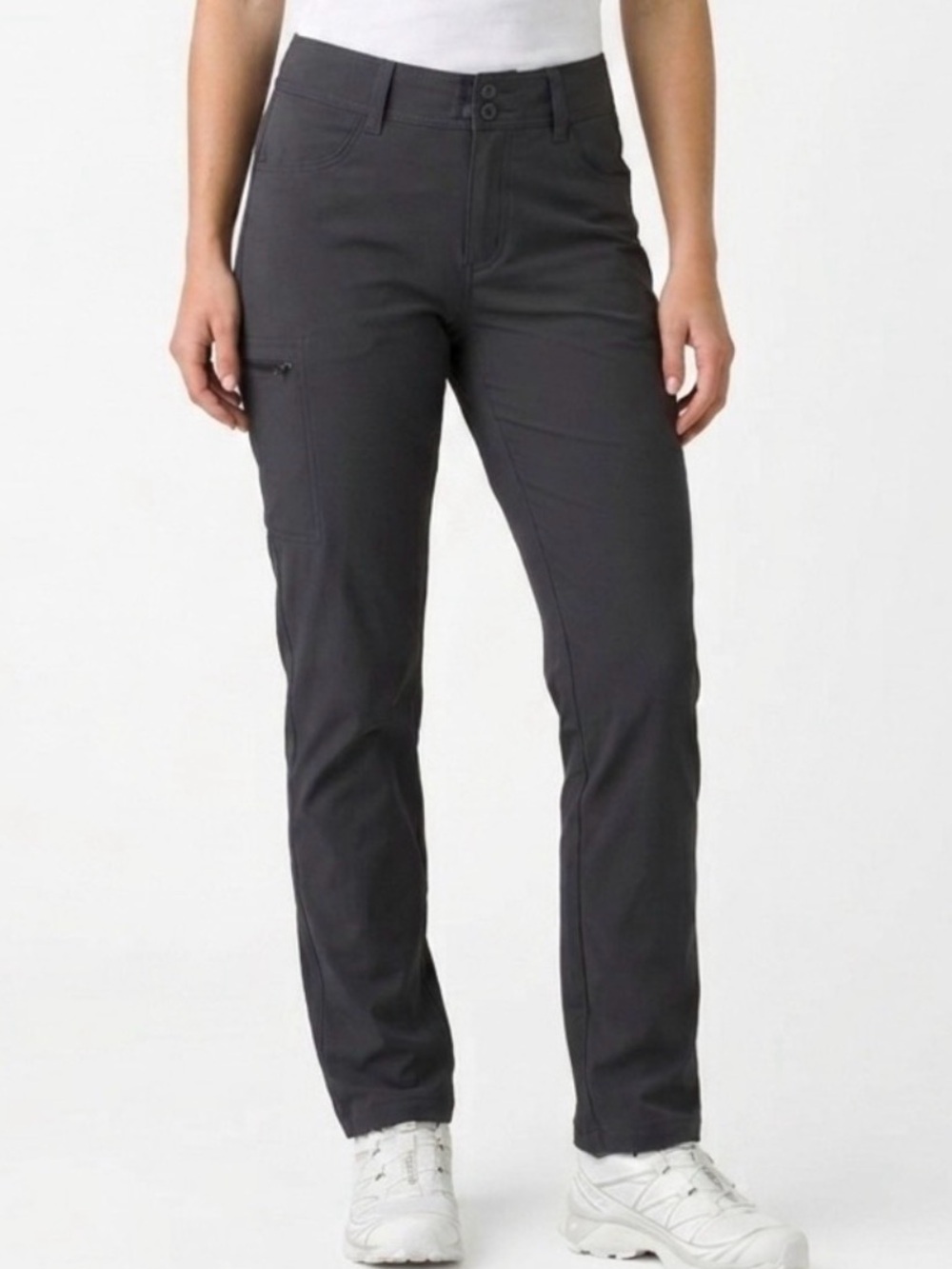 Women's prAna Straight Fit Pants Size 10 Charcoal Travel Hiking Stretch